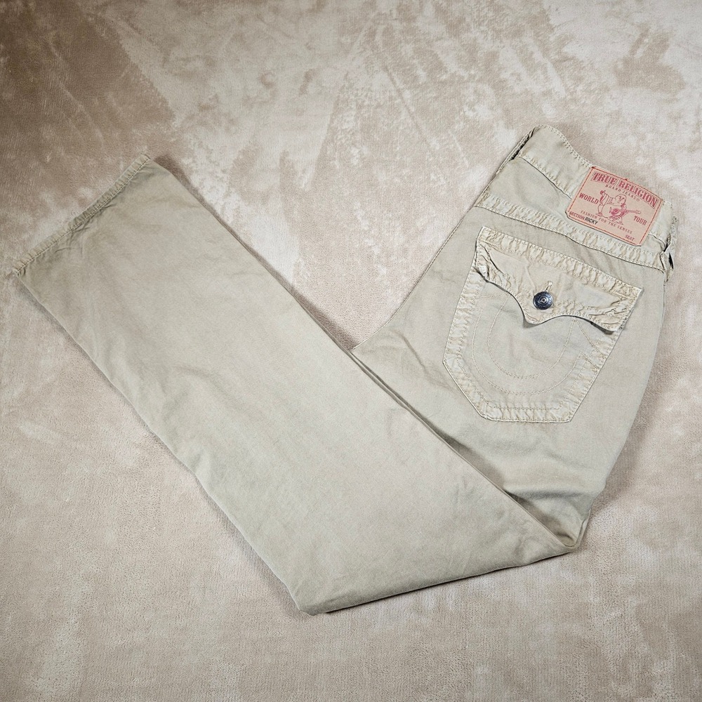 True Religion Ricky Straight Leg Khaki Pants Mens 32Tan Made in USA Y2K
